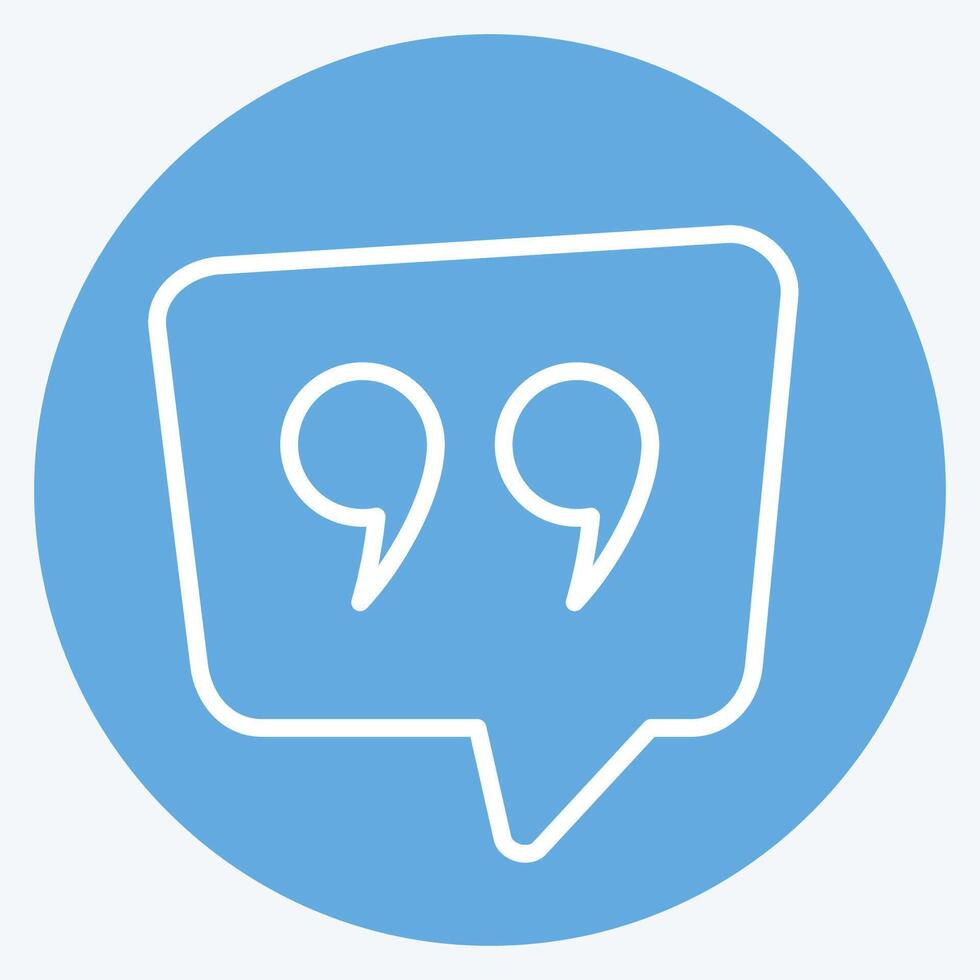 Icon Qoute. related to Speech symbol. blue eyes style. design editable vector