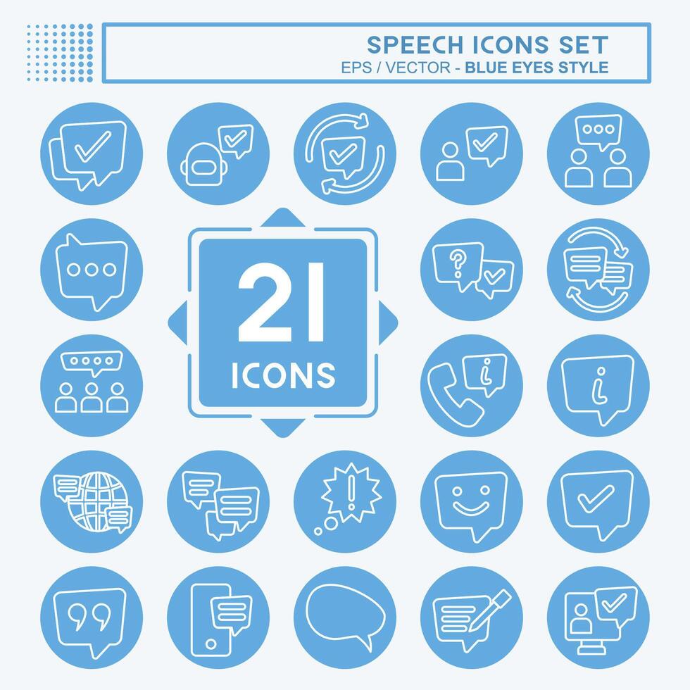 Icon Set Speech. related to Technology symbol. blue eyes style. design editable vector