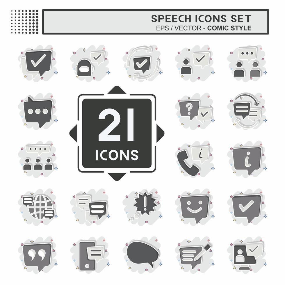 Icon Set Speech. related to Technology symbol. comic style. design editable vector