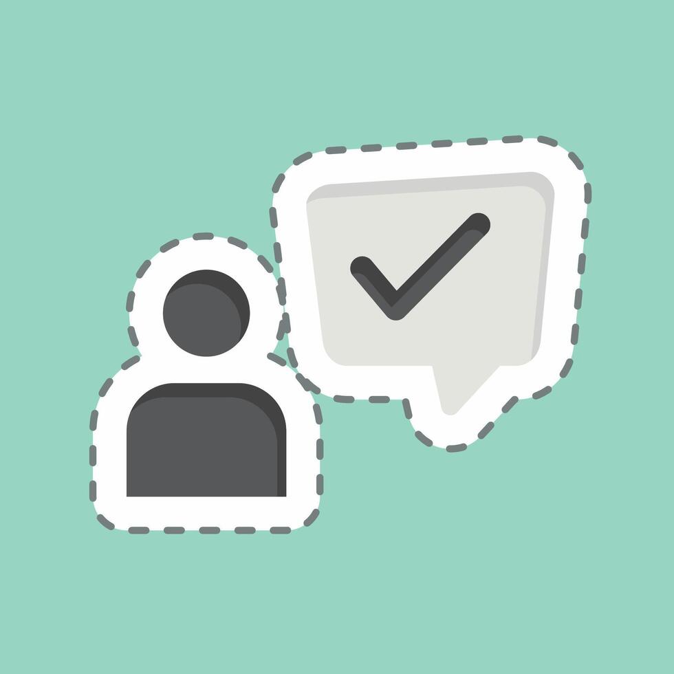 Sticker line cut Customer Experience. related to Speech symbol. design editable vector