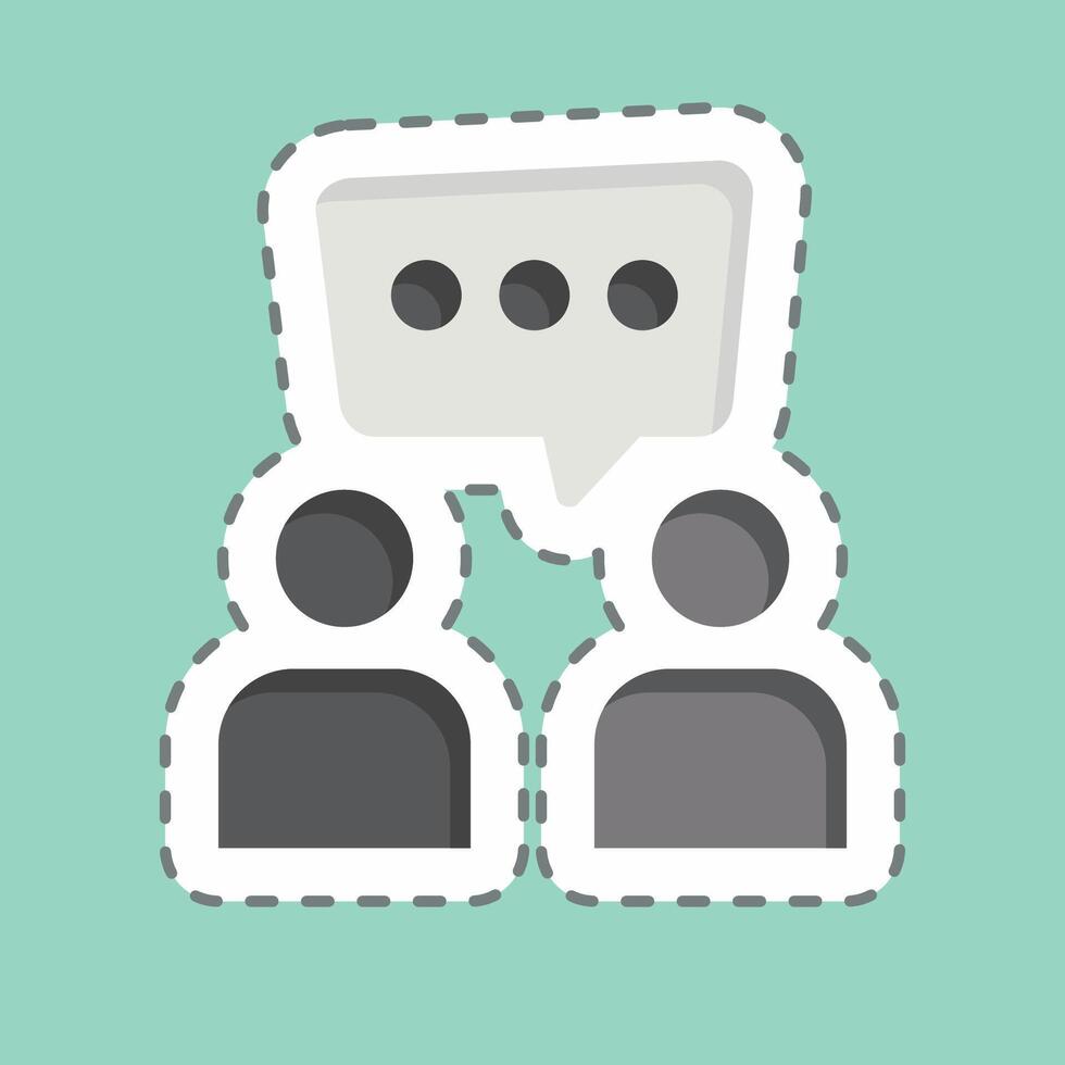 Sticker line cut Discussion. related to Speech symbol. design editable vector