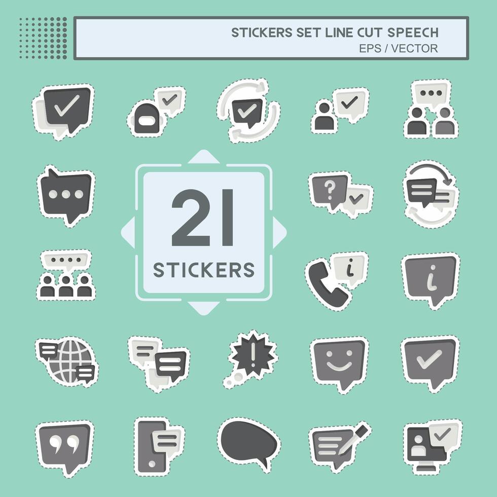 Sticker line cut Set Speech. related to Technology symbol. design editable vector