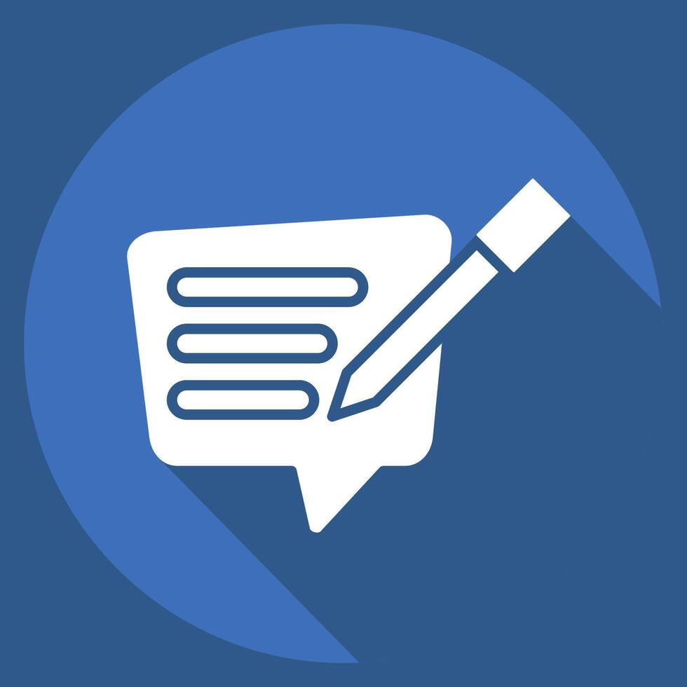 Icon Text Message. related to Speech symbol. long shadow style. design editable vector