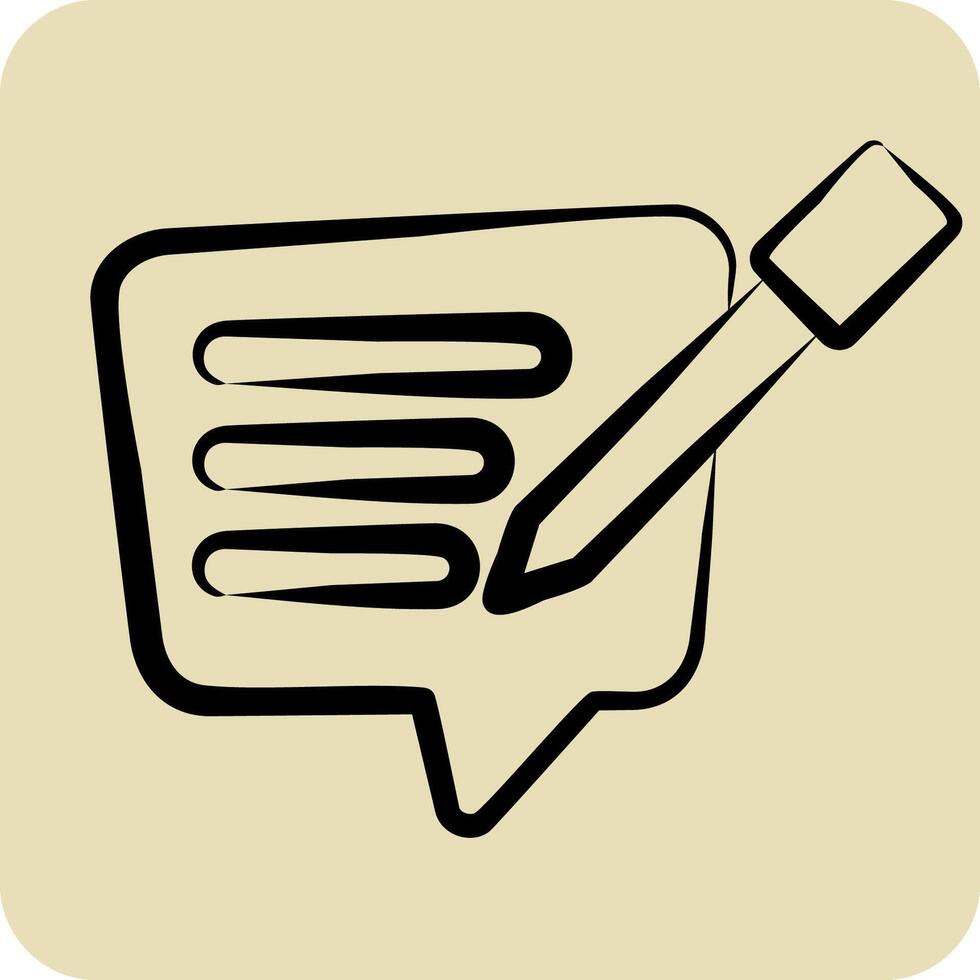 Icon Text Message. related to Speech symbol. hand drawn style. design editable vector