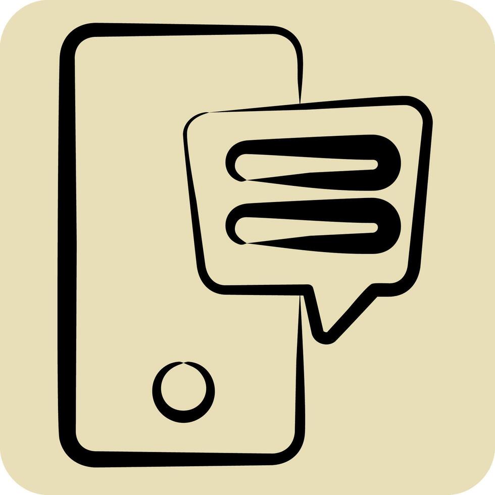Icon SMS. related to Speech symbol. hand drawn style. design editable vector