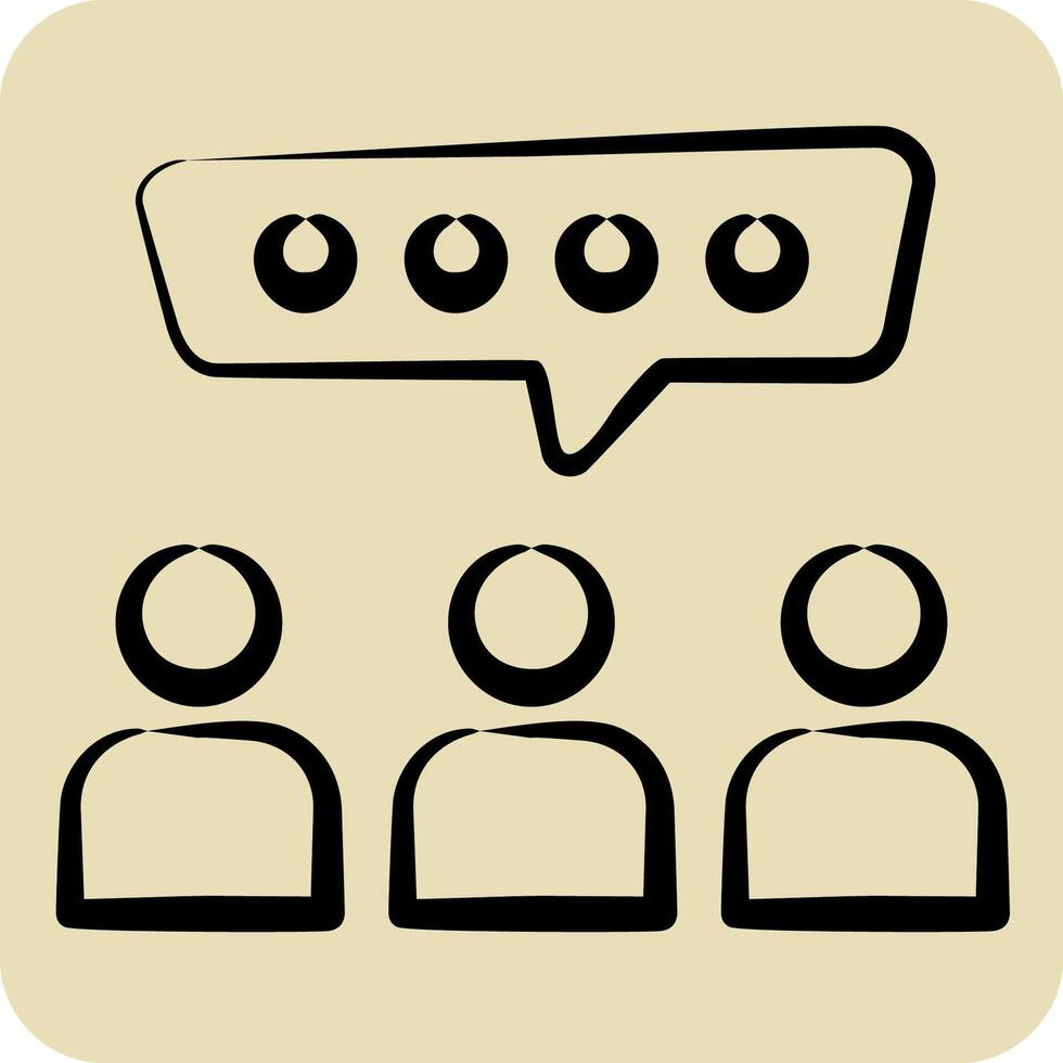 Icon Group Talk. related to Speech symbol. hand drawn style. design editable vector