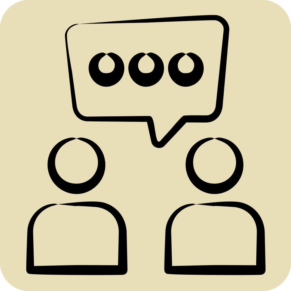 Icon Discussion. related to Speech symbol. hand drawn style. design editable vector