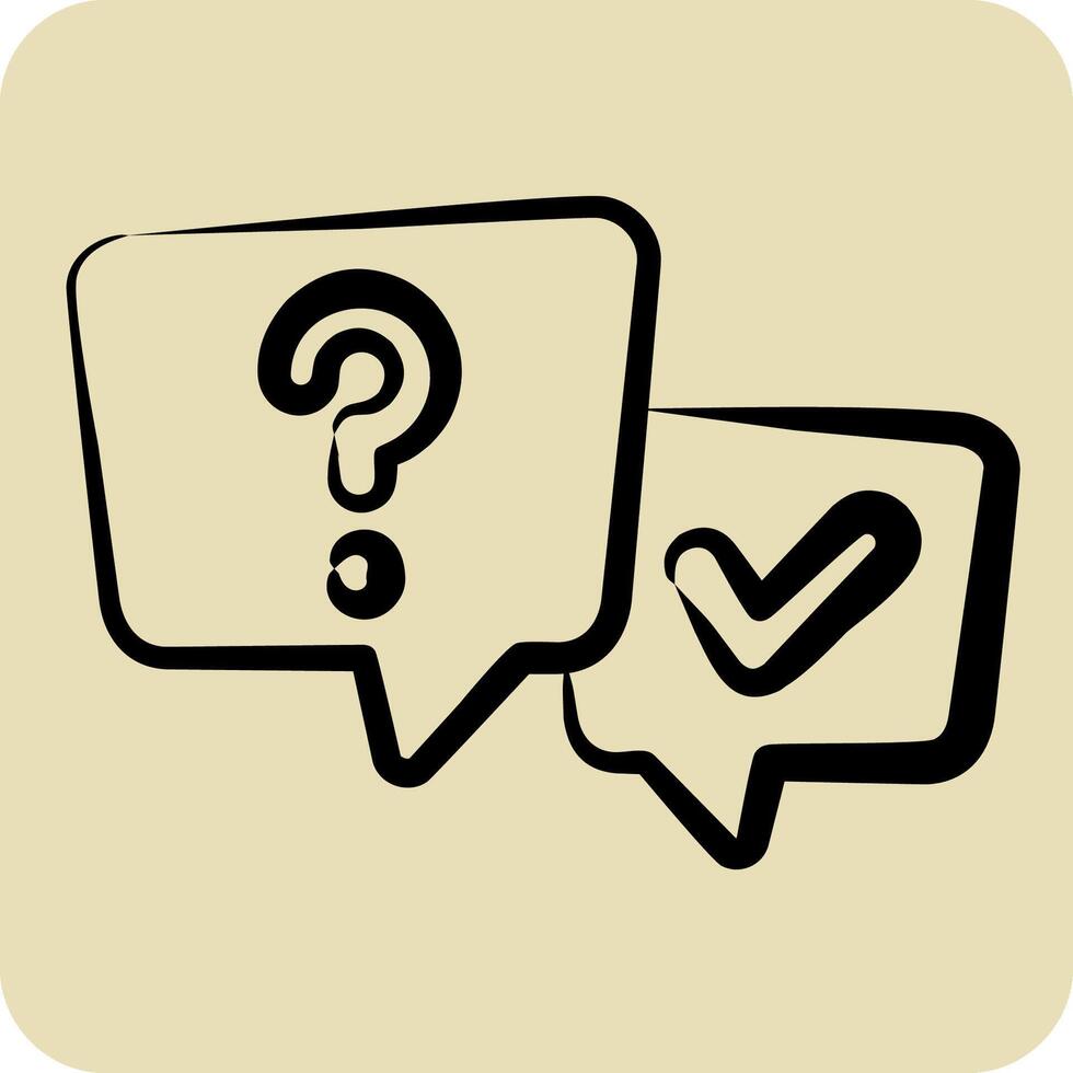 Icon FAQ. related to Speech symbol. hand drawn style. design editable vector