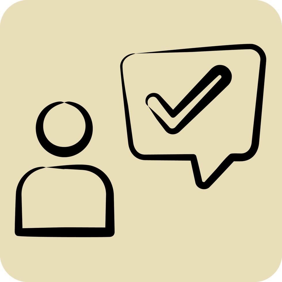 Icon Customer Experience. related to Speech symbol. hand drawn style. design editable vector