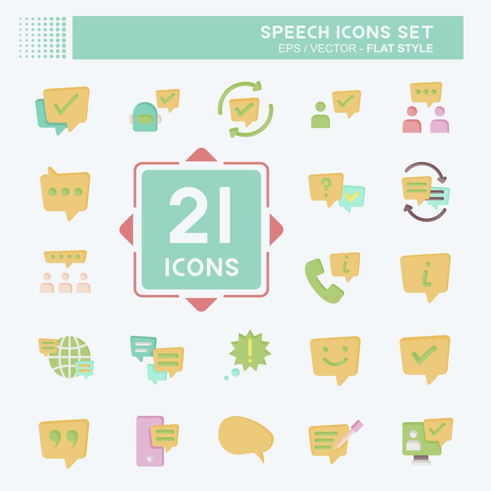 Icon Set Speech. related to Technology symbol. flat style. design editable vector