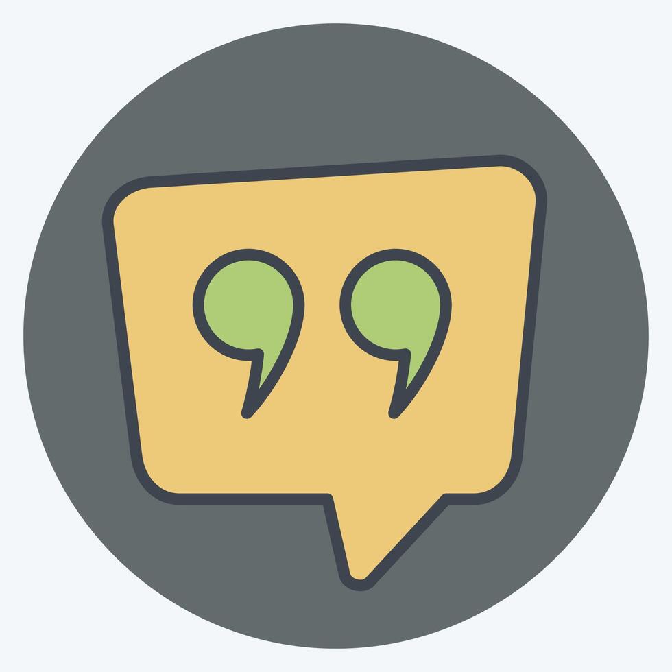 Icon Qoute. related to Speech symbol. color mate style. design editable vector