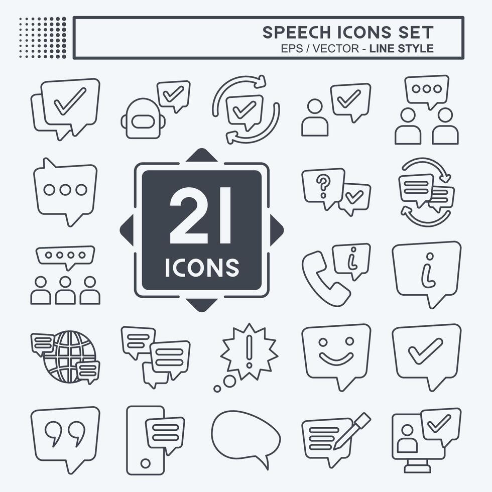 Icon Set Speech. related to Technology symbol. line style. design editable vector