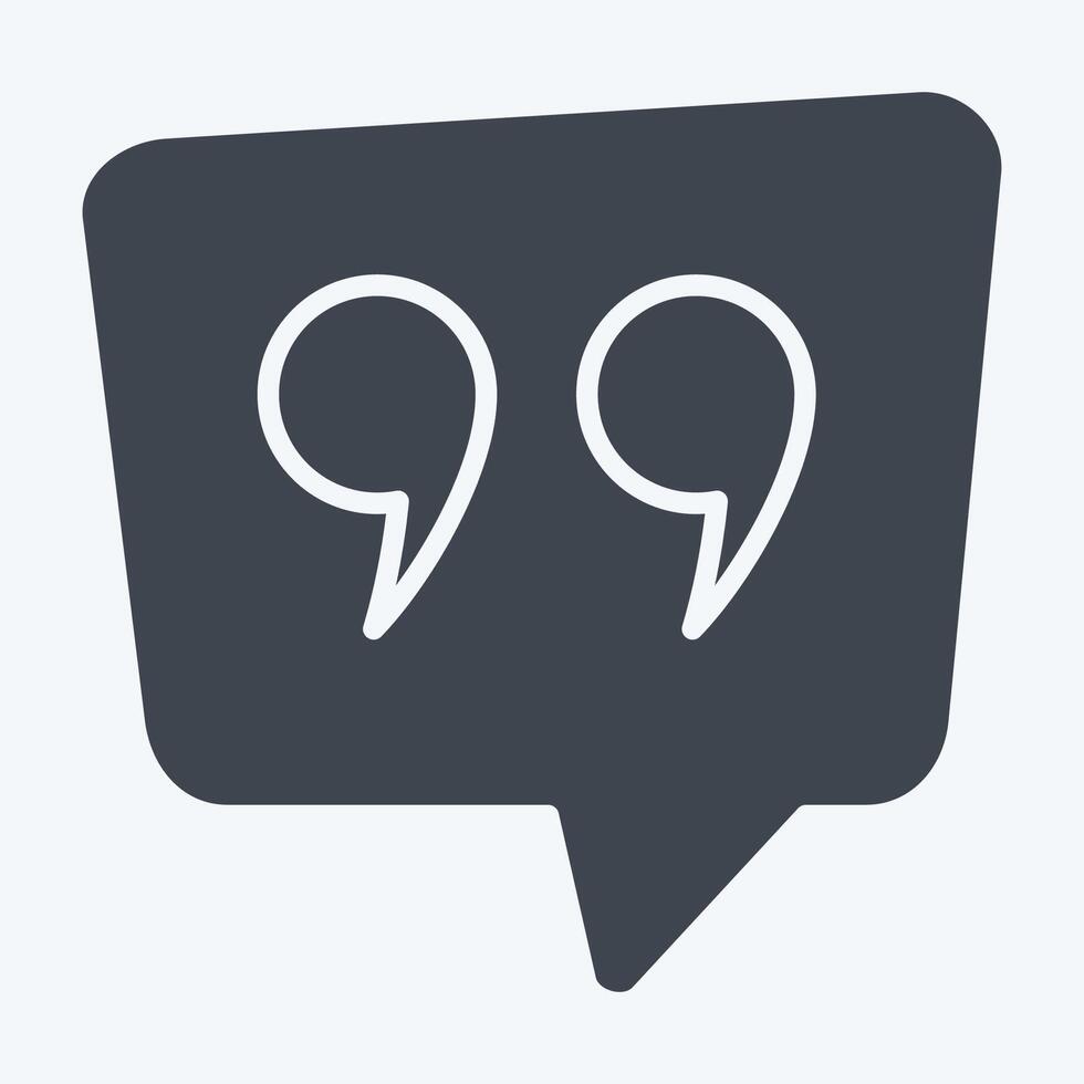 Icon Qoute. related to Speech symbol. glyph style. design editable vector