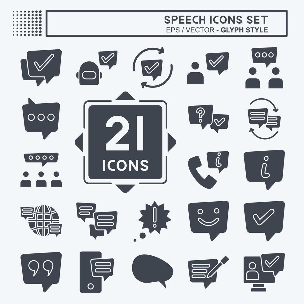 Icon Set Speech. related to Technology symbol. glyph style. design editable vector