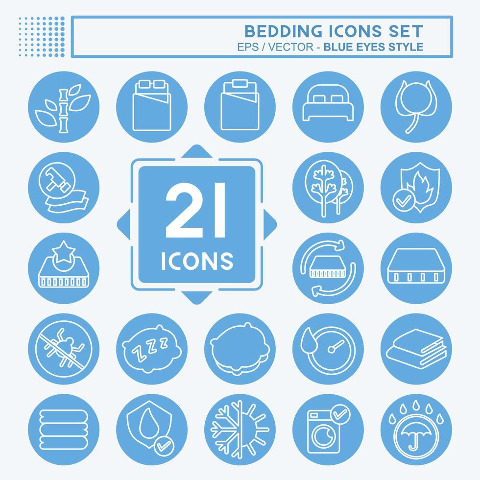 Icon Set Bedding. related to Education symbol. blue eyes style. design editable vector