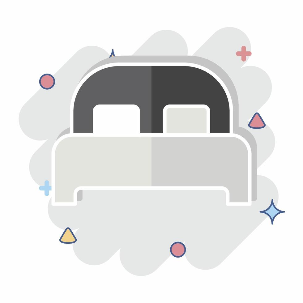 Icon Bed 3. related to Bedding symbol. comic style. design editable vector