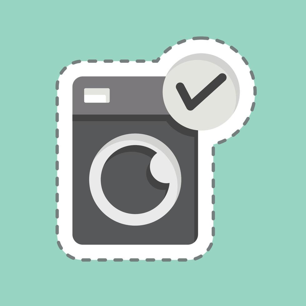 Sticker line cut Washing Machine. related to Bedding symbol. design editable vector