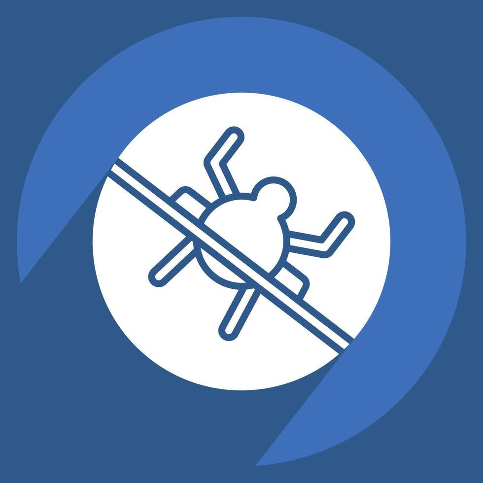 Icon No Bugs. related to Bedding symbol. long shadow style. design editable vector