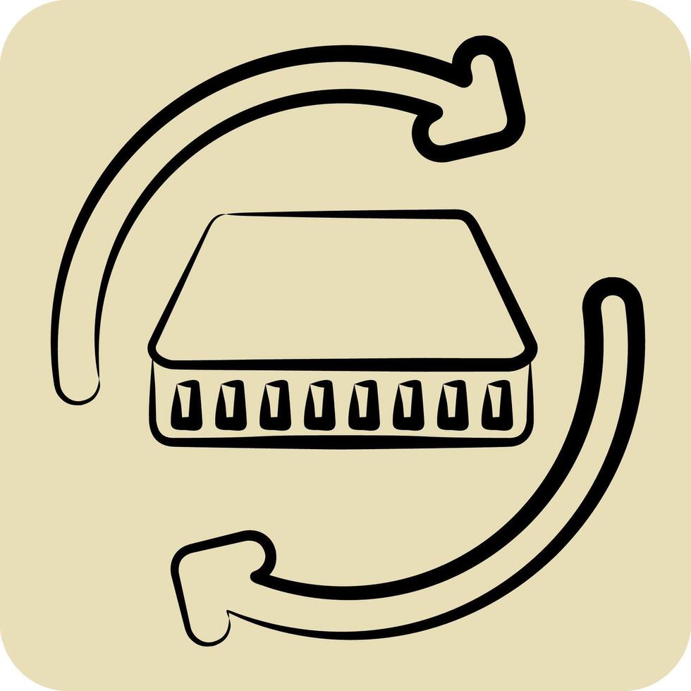 Icon Mattress 3. related to Bedding symbol. hand drawn style. design editable vector