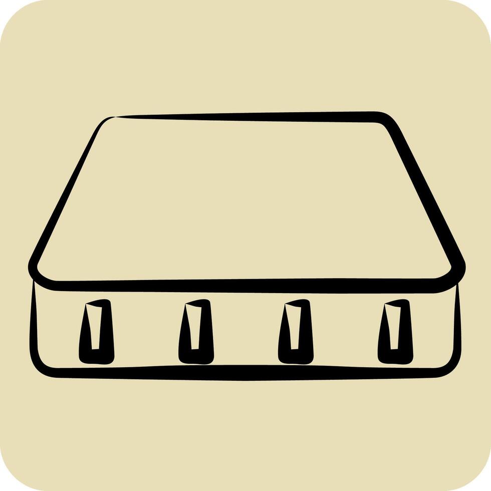 Icon Mattress. related to Bedding symbol. hand drawn style. design editable vector