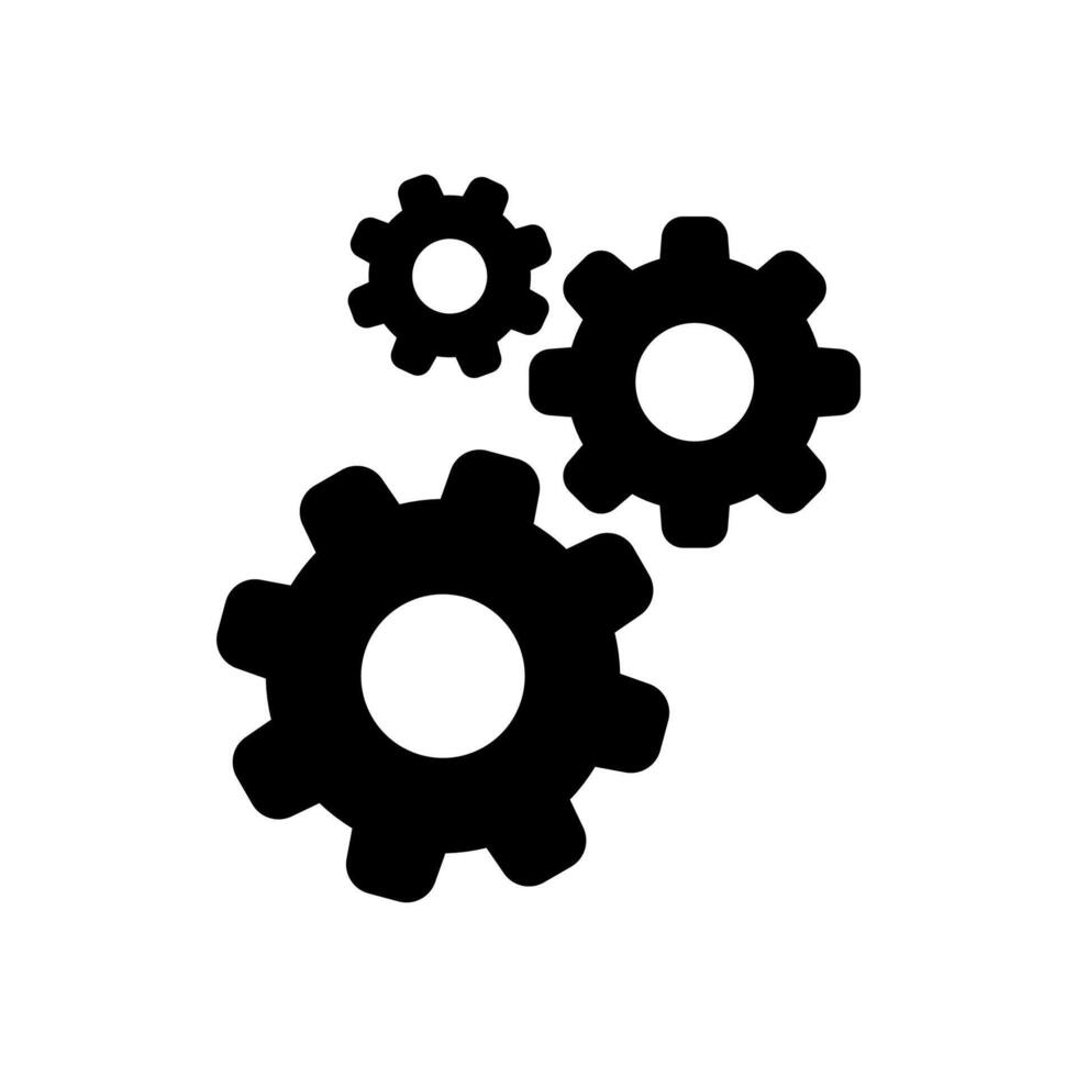 circle cog black for mechanization icon isolated on white, gear symbol for button black icon for progress web, simple circle cog shape for engineering mechanism vector