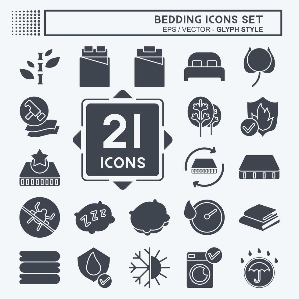 Icon Set Bedding. related to Education symbol. glyph style. design editable vector