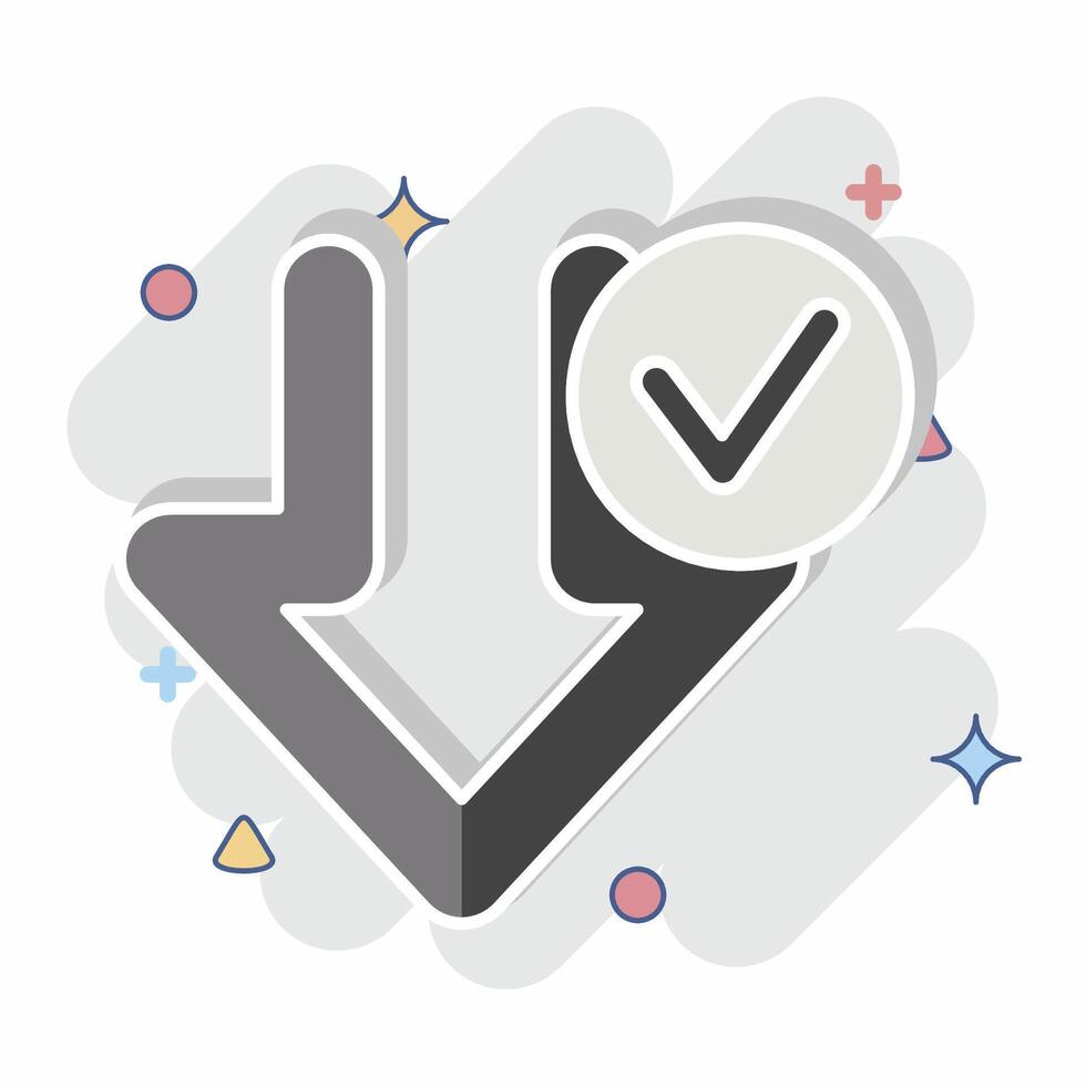 Icon Download Complete. related to Download symbol. comic style. design editable vector