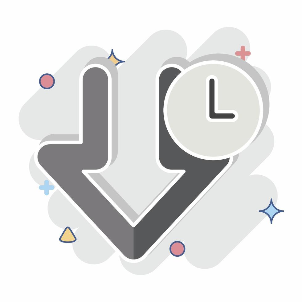 Icon Download Time. related to Download symbol. comic style. design editable vector