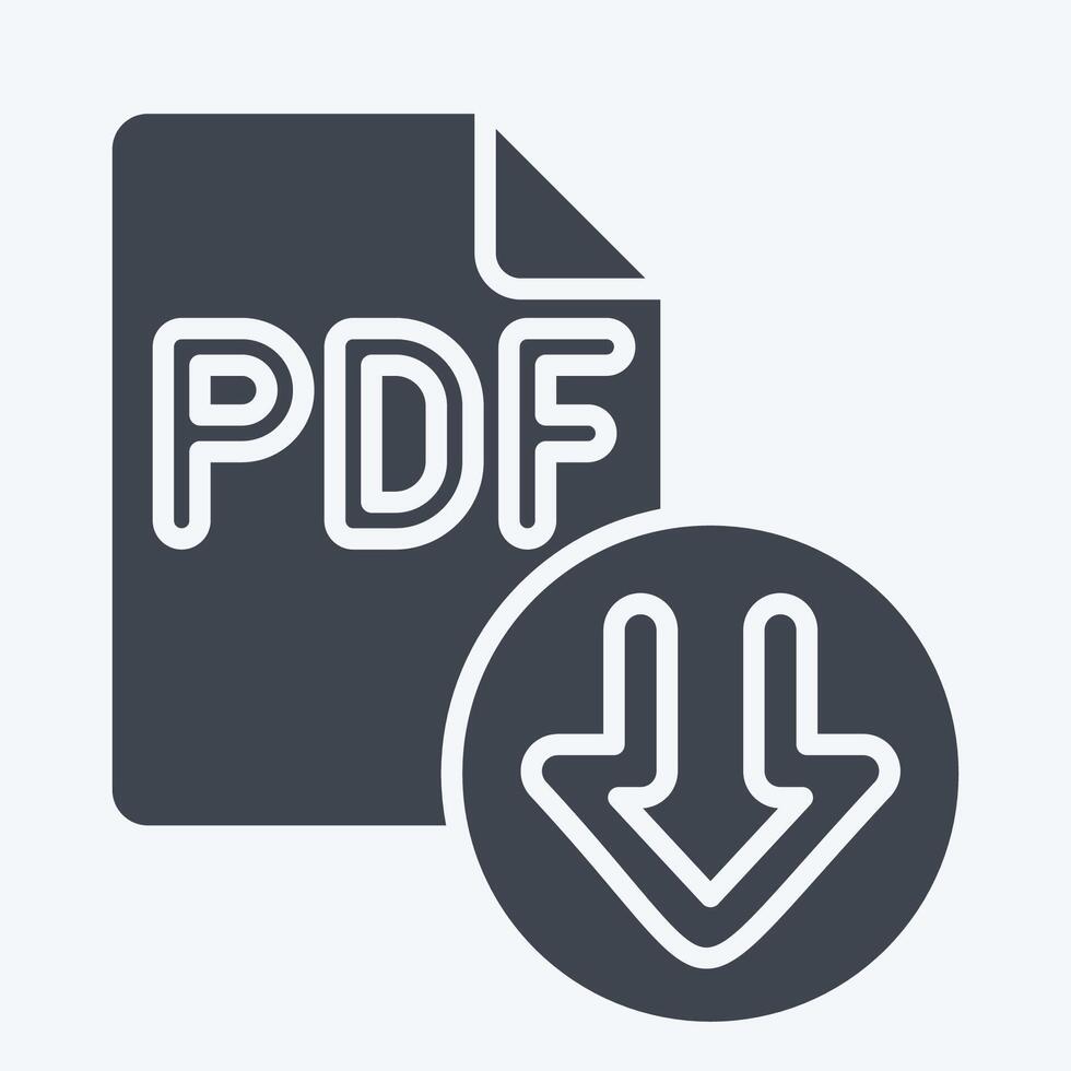 Icon PDF File. related to Download symbol. glyph style. design editable vector
