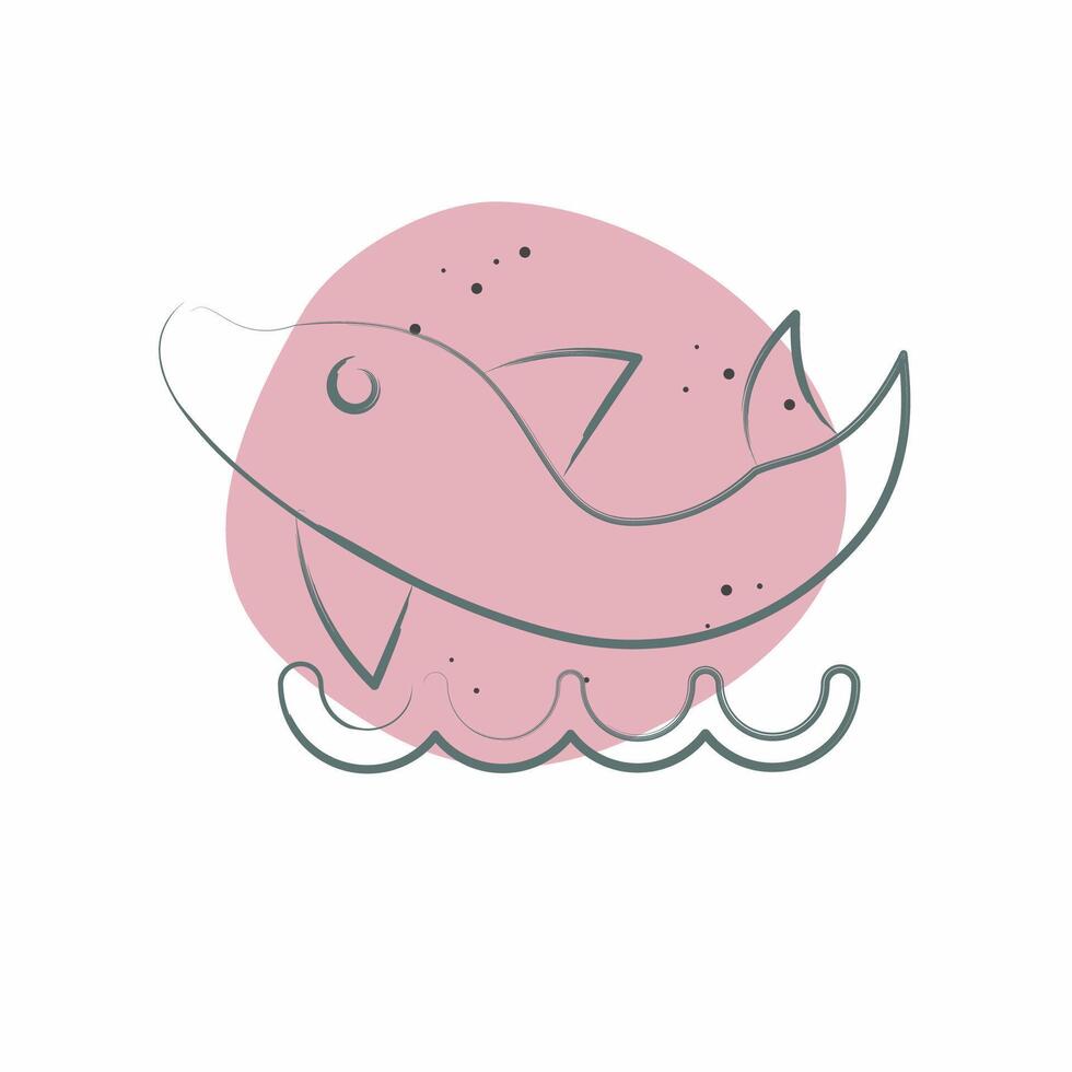 Icon Dolphin. related to Hawaii symbol. Color Spot Style. design editable vector
