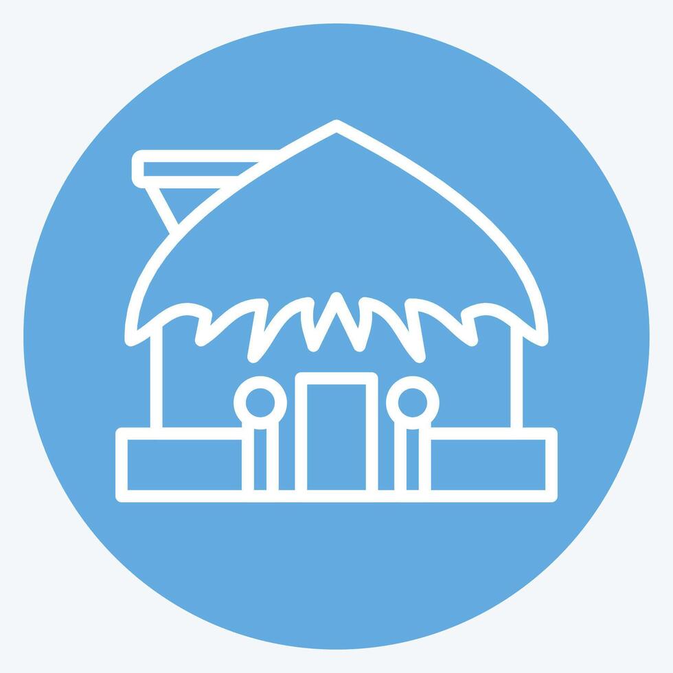 Icon Hut. related to Hawaii symbol. blue eyes style. design editable vector