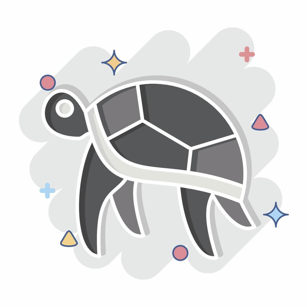 Icon Turtle. related to Hawaii symbol. comic style. design editable vector