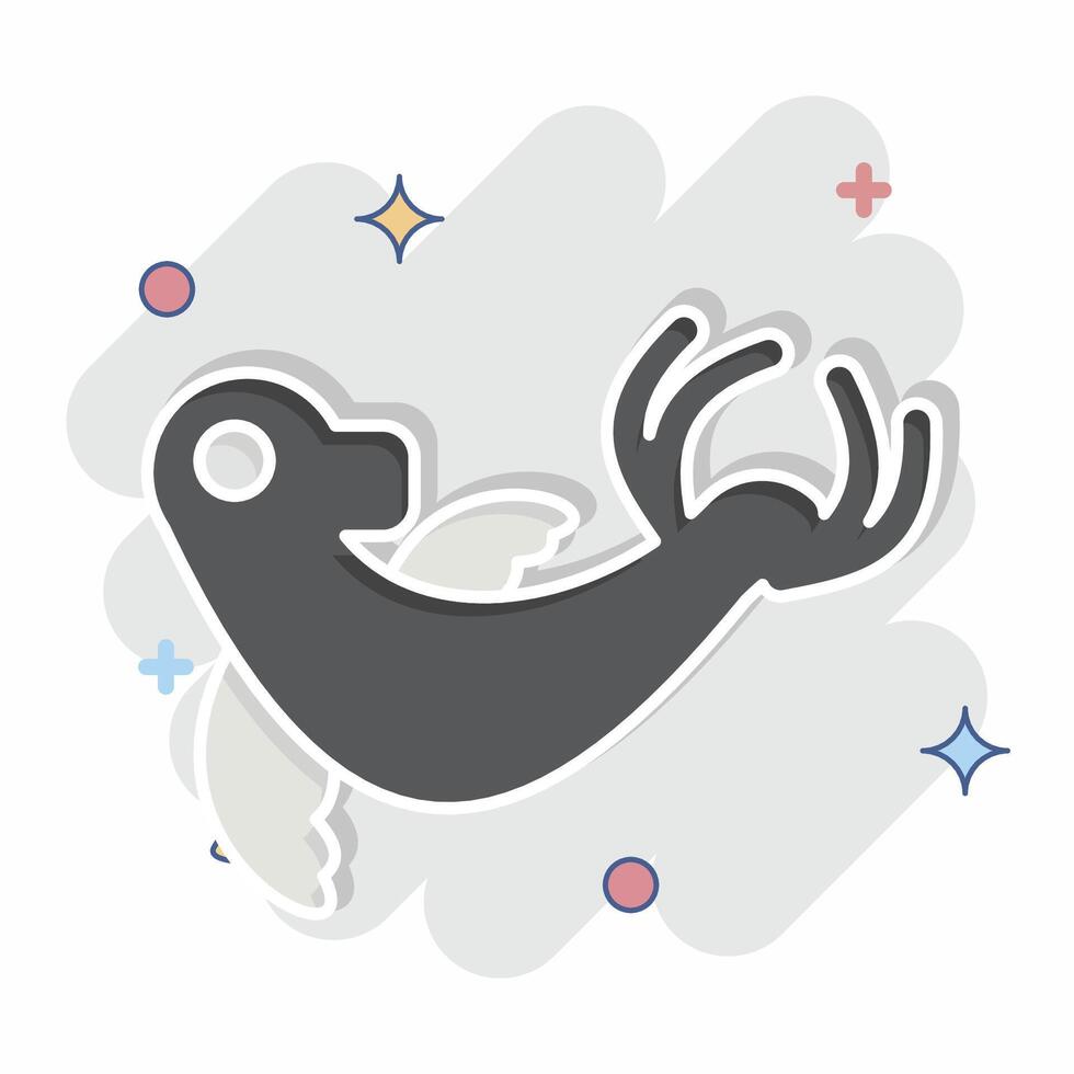 Icon Monk Seal. related to Hawaii symbol. comic style. design editable vector