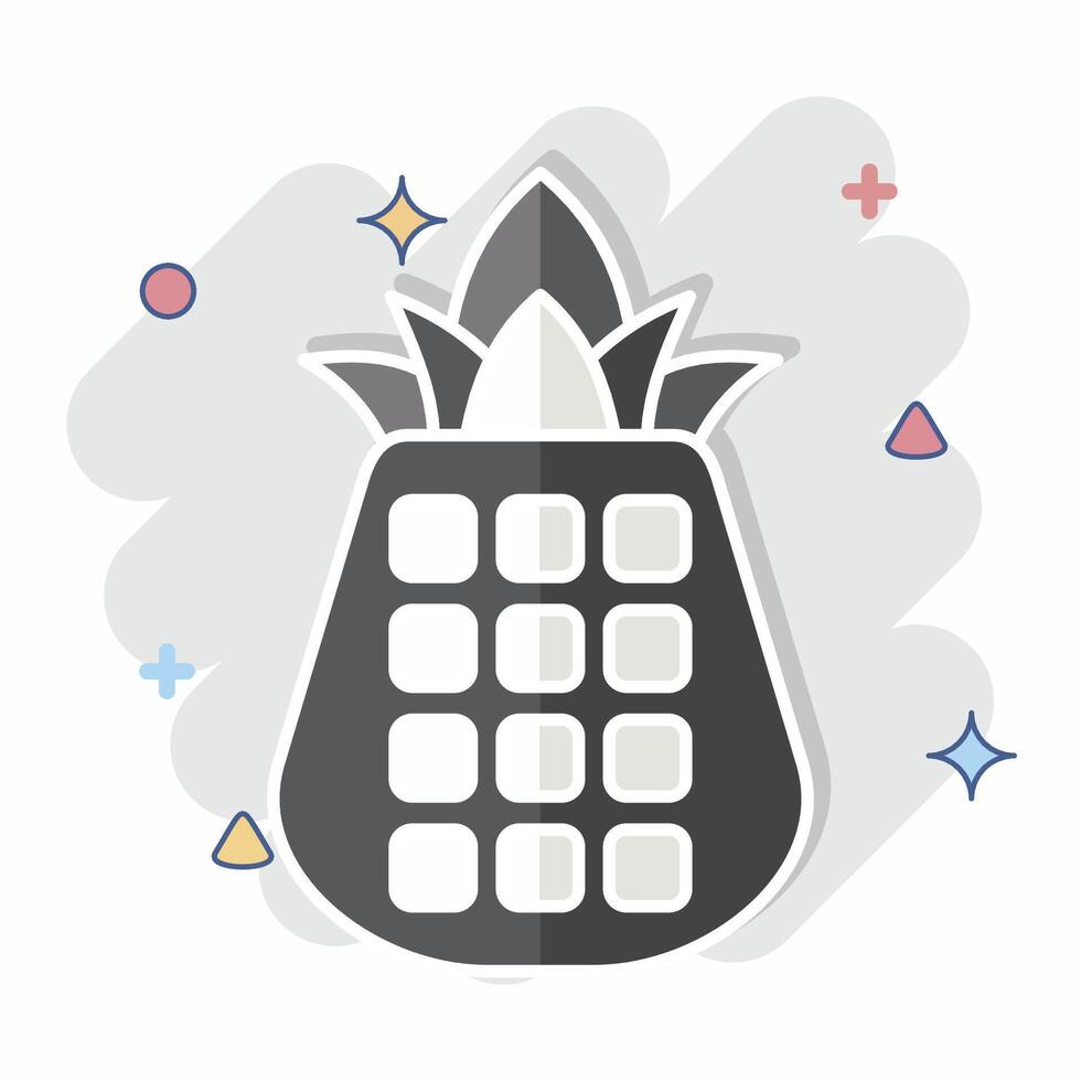 Icon Pineapple. related to Hawaii symbol. comic style. design editable vector