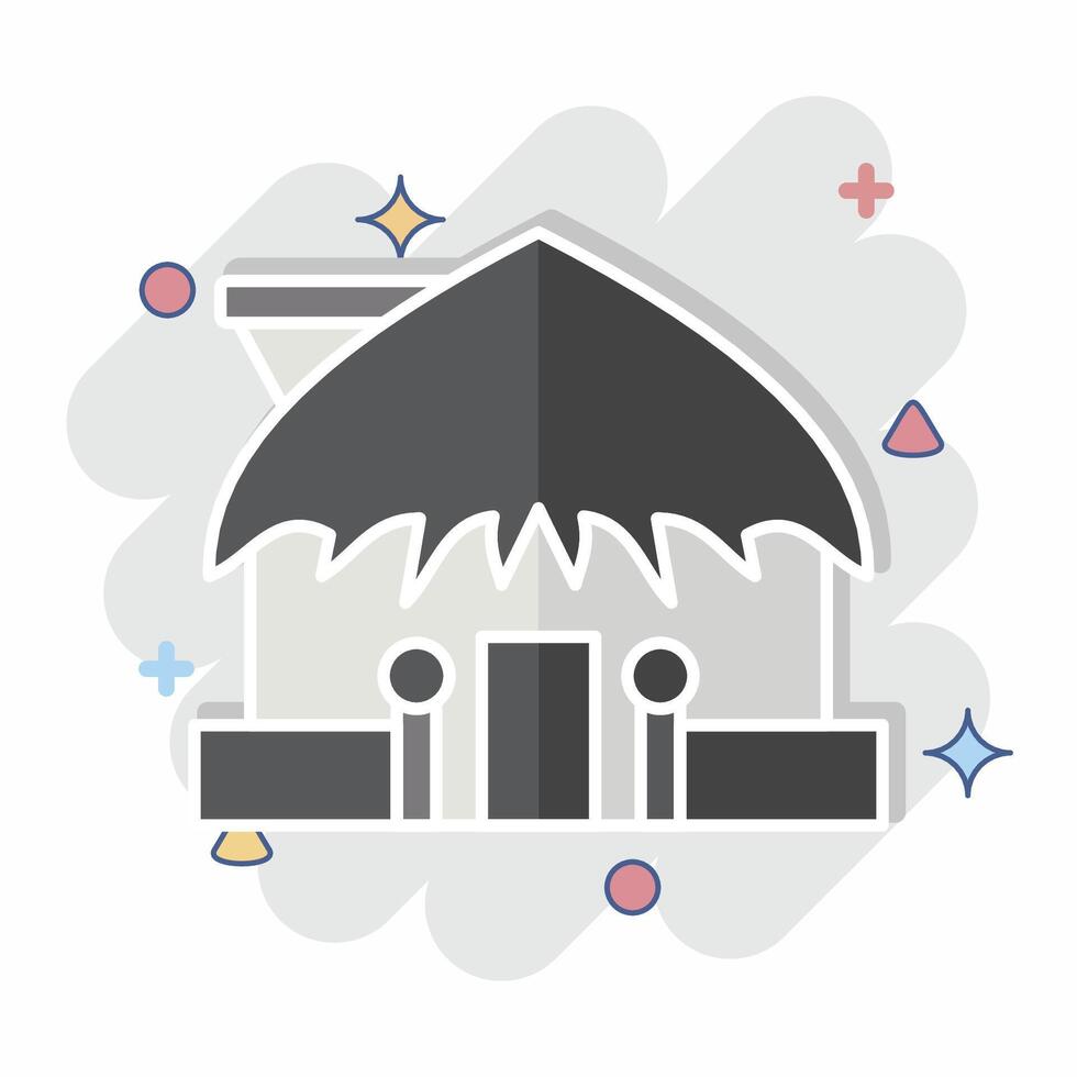 Icon Hut. related to Hawaii symbol. comic style. design editable vector
