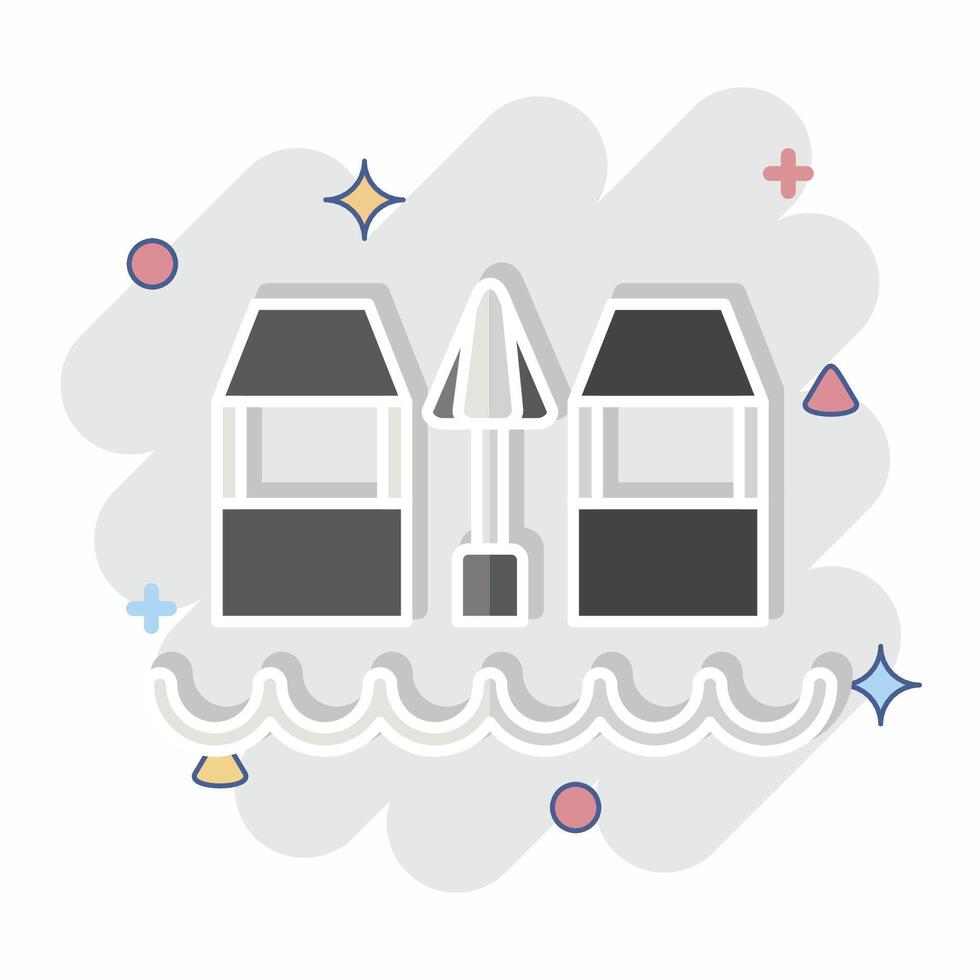 Icon Beach Bar. related to Hawaii symbol. comic style. design editable vector