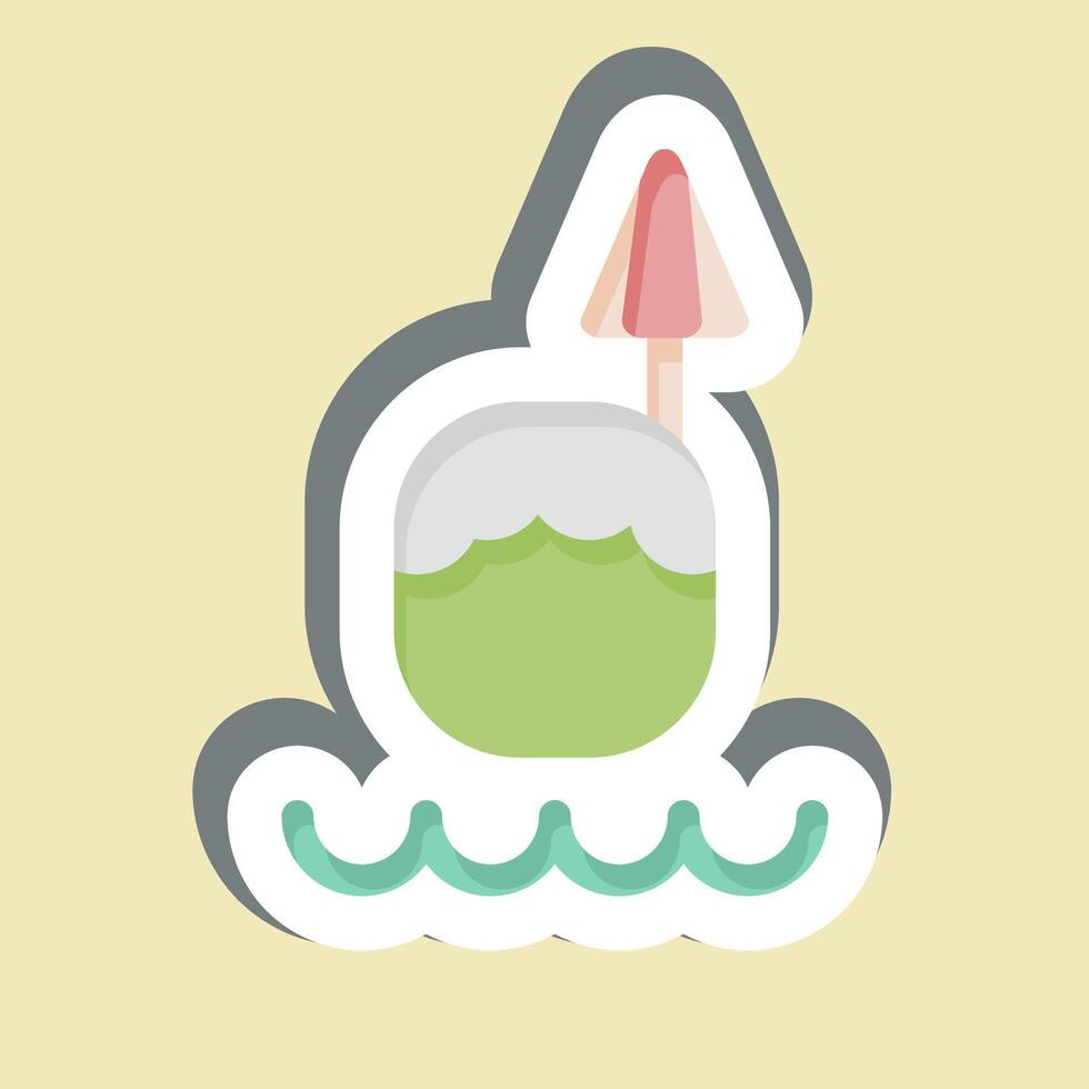 Sticker Coconut Drink. related to Hawaii symbol. design editable vector