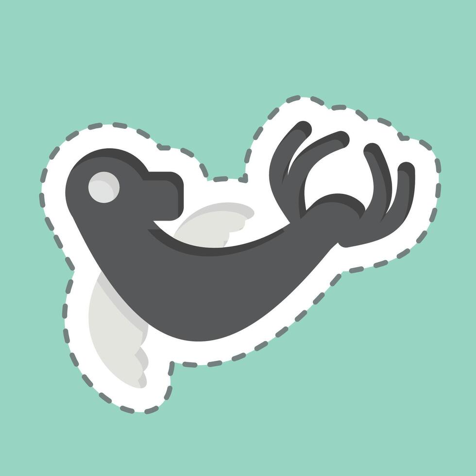 Sticker line cut Monk Seal. related to Hawaii symbol. design editable vector