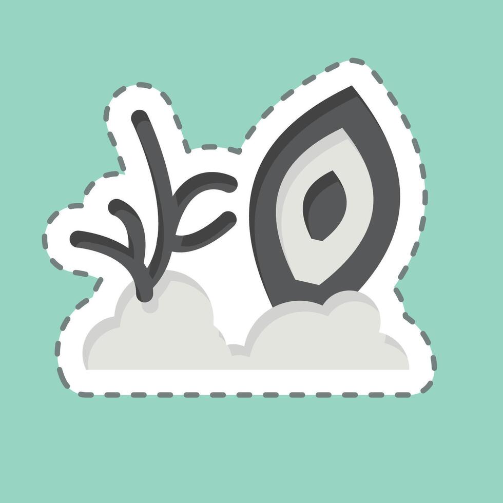 Sticker line cut Coral. related to Hawaii symbol. design editable vector