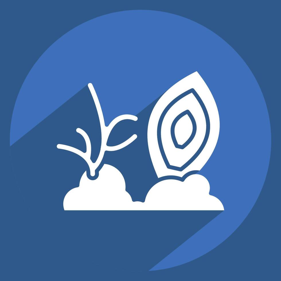 Icon Coral. related to Hawaii symbol. long shadow style. design editable vector