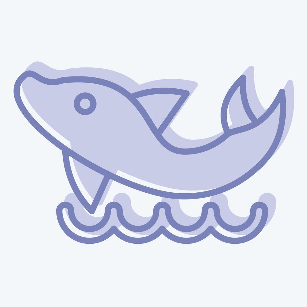 Icon Dolphin. related to Hawaii symbol. two tone style. design editable vector