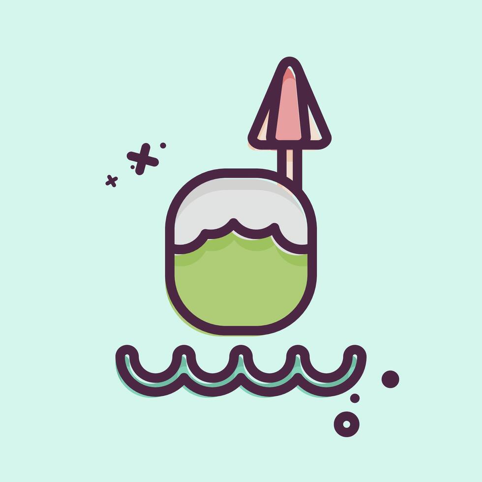 Icon Coconut Drink. related to Hawaii symbol. MBE style. design editable vector
