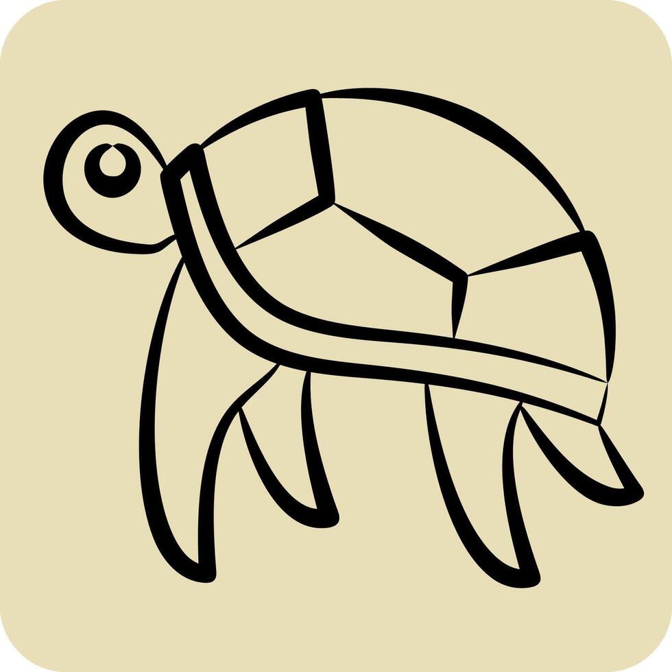 Icon Turtle. related to Hawaii symbol. hand drawn style. design editable vector