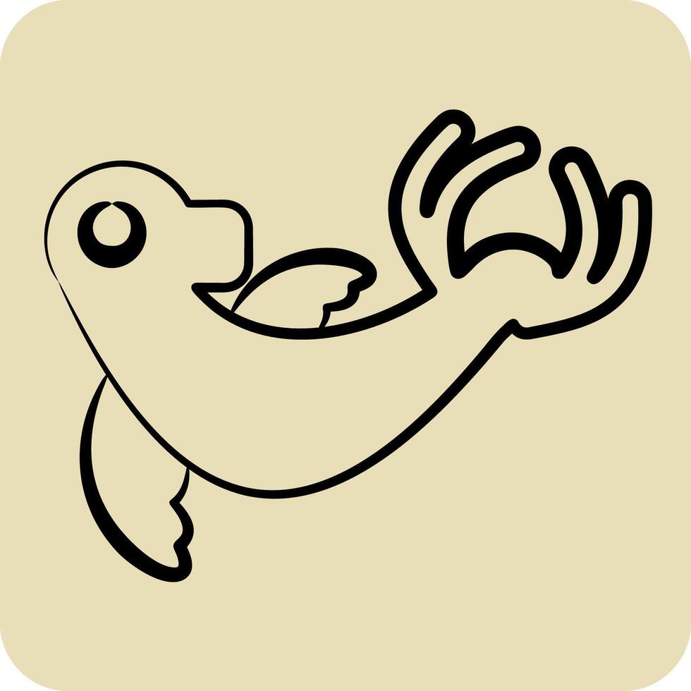 Icon Monk Seal. related to Hawaii symbol. hand drawn style. design editable vector
