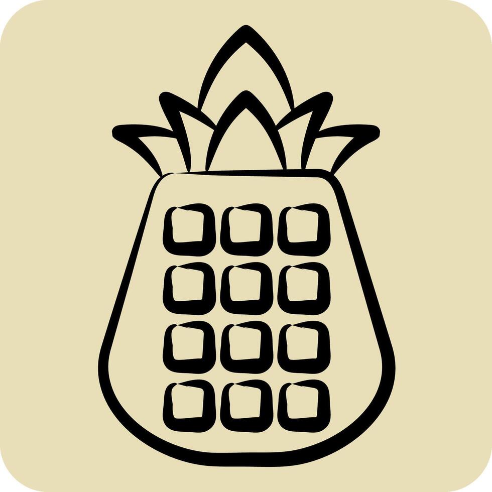 Icon Pineapple. related to Hawaii symbol. hand drawn style. design editable vector