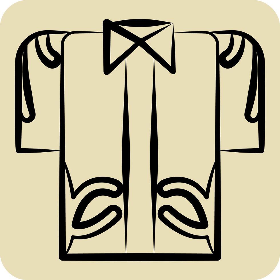 Icon Hawaii Shirt. related to Hawaii symbol. hand drawn style. design editable vector
