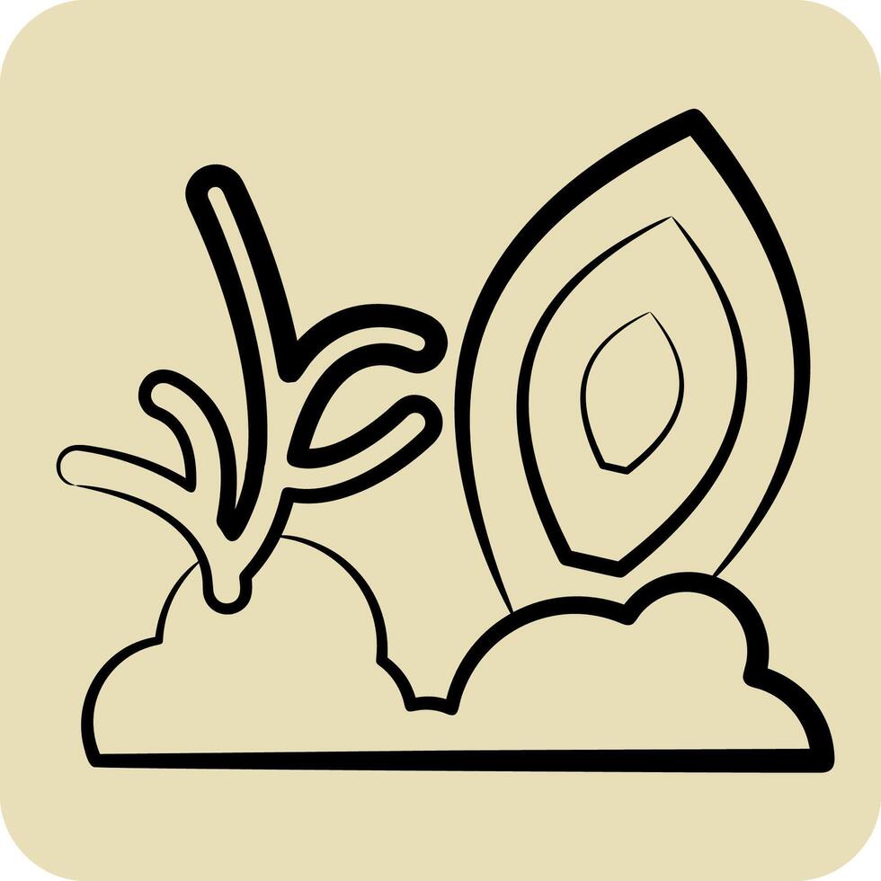 Icon Coral. related to Hawaii symbol. hand drawn style. design editable vector
