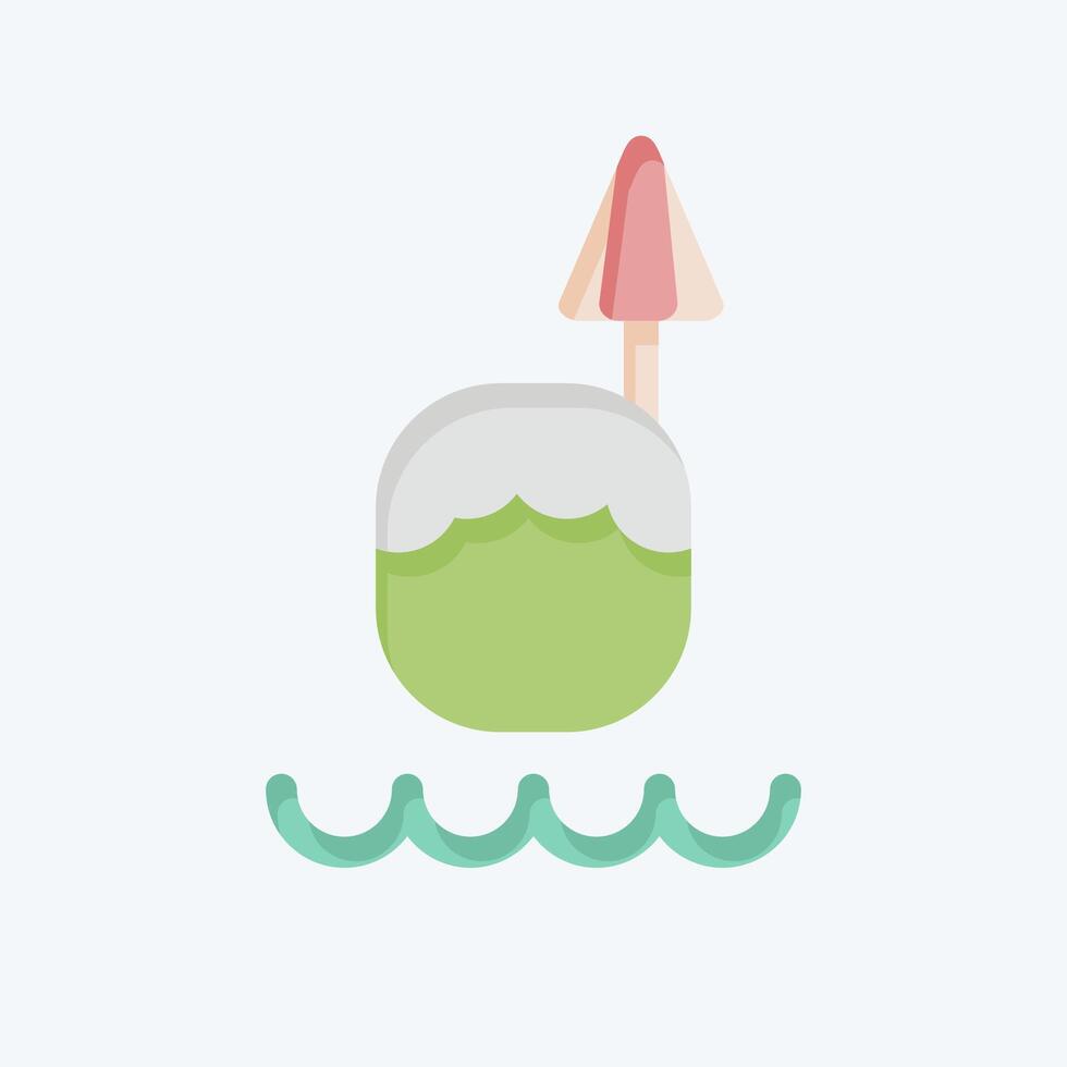 Icon Coconut Drink. related to Hawaii symbol. flat style. design editable vector