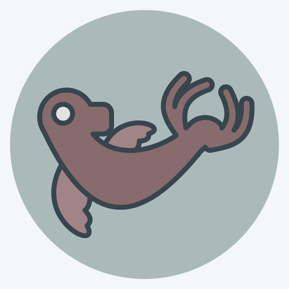 Icon Monk Seal. related to Hawaii symbol. color mate style. design editable vector