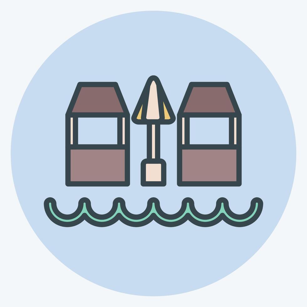 Icon Beach Bar. related to Hawaii symbol. color mate style. design editable vector